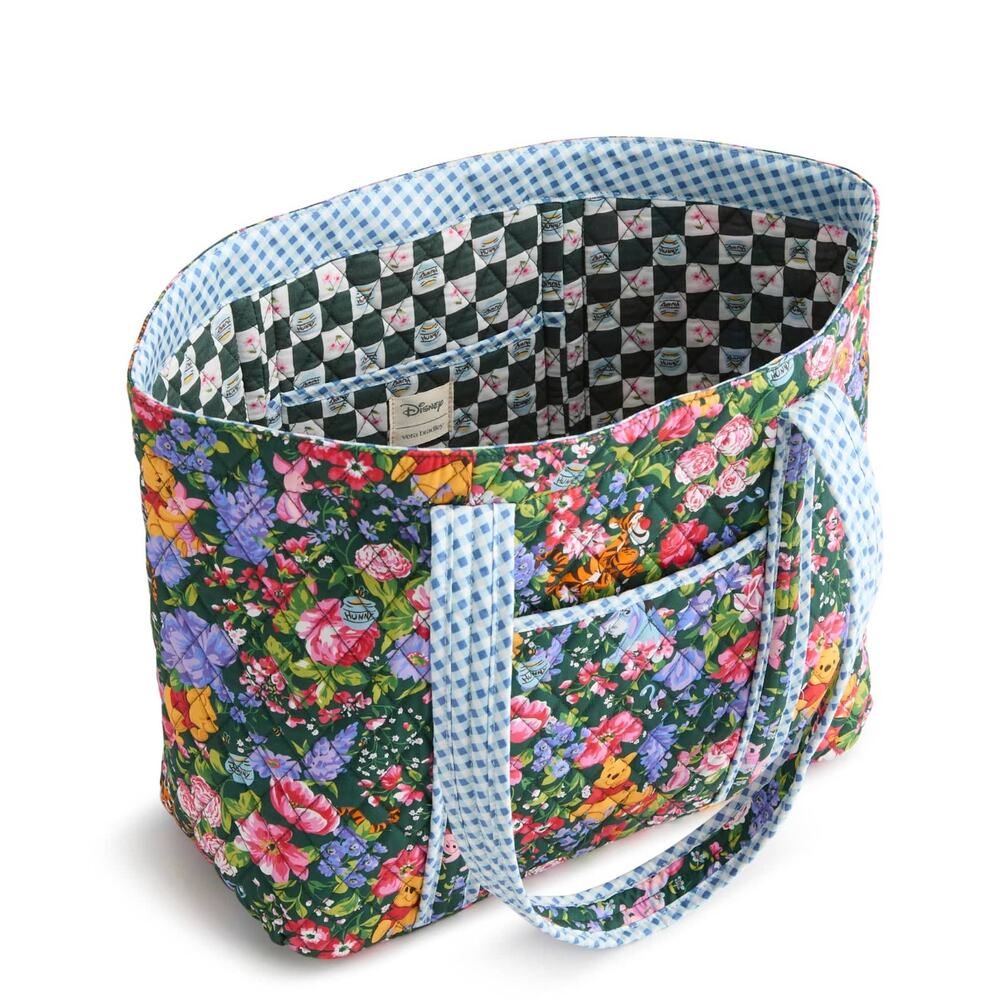 Vera Bradley Disney Winnie Pooh Tote Gingham Floral Cotton Eeyore Tigger Piglet
